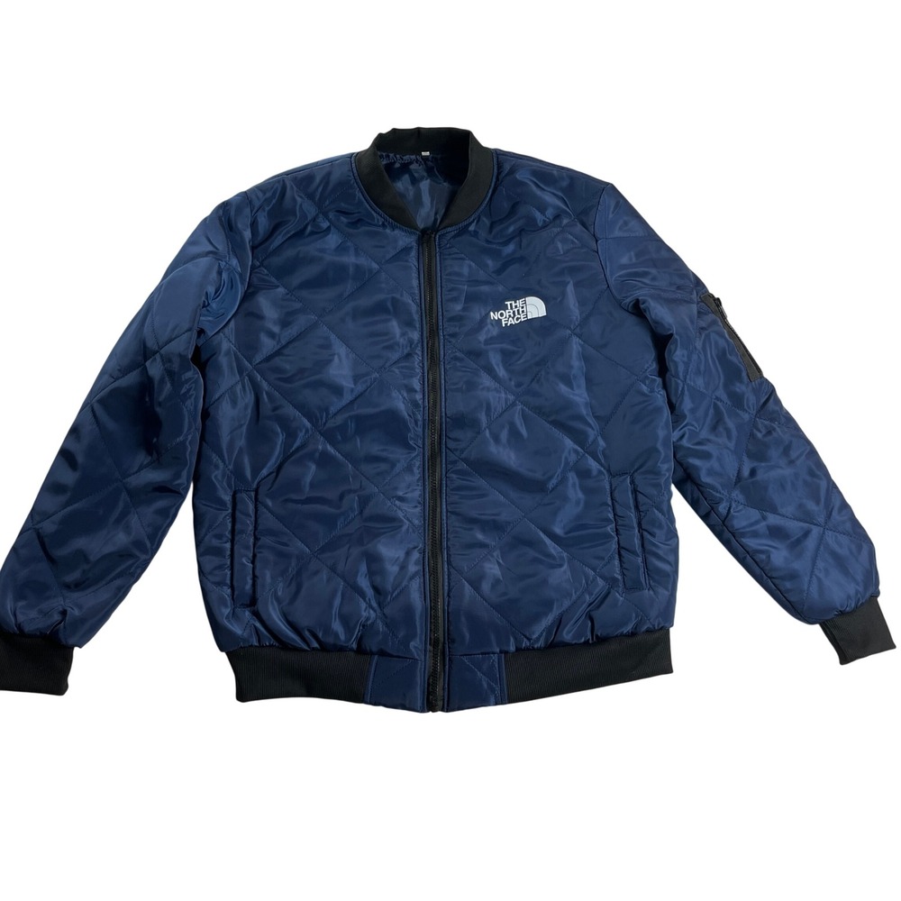The North Face Mens XL Navy Diamond Quilted Bomber Jacket Full Zip